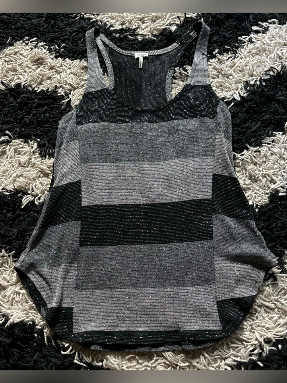 Splendid Y2K Shimmery Grey Black Racerback Flowy Fit Going Out Tank Top